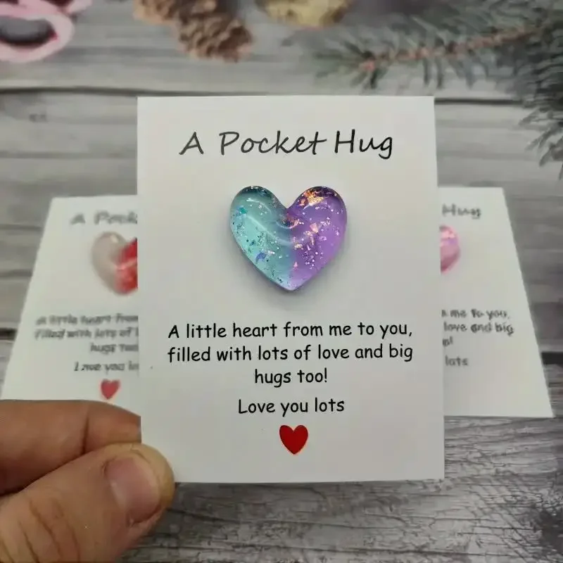 cute little heart pocket hug, decorated pocket hug with encouragement card, special birthday, wedding, party, Valentine\'s