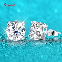 Smyoue 0.5-8CT 3 Colors Moissanite Stud Earrings for Women Men's Party Ear Jewelry Sterling Silver 925 Sparkling Diamond Earring
