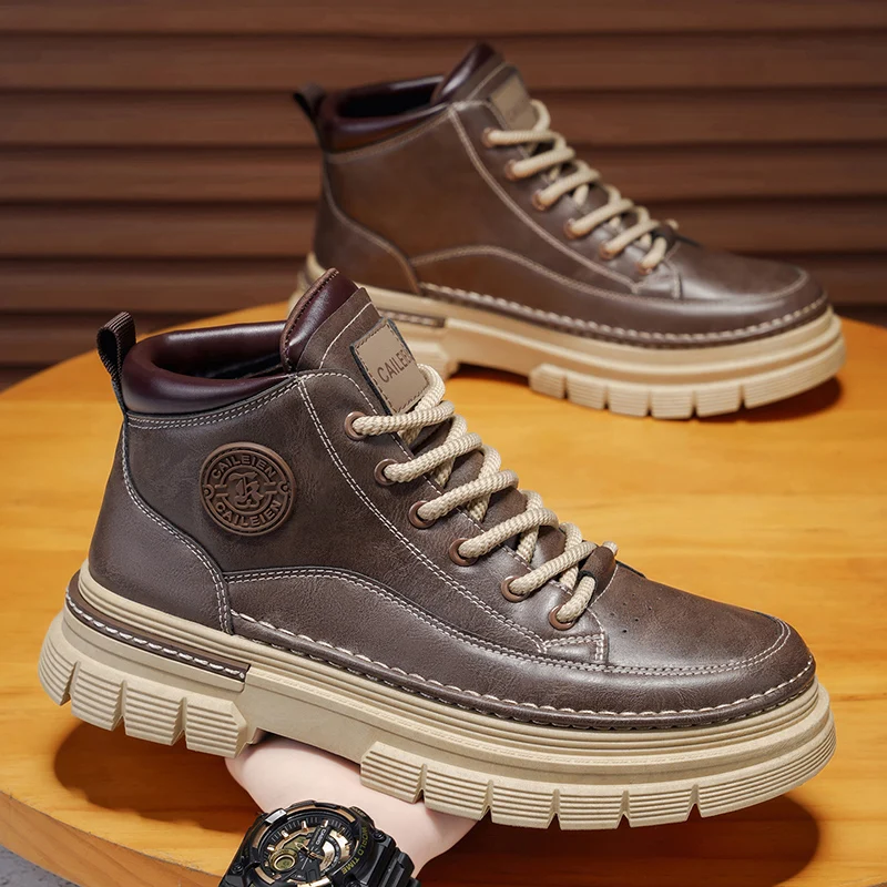 

Winter New Man Shoes Classic Men Retro Ankle Boots Fashion Waterproof No-slip High-top Casual Shoe Work&Safty Boots Botas Hombre