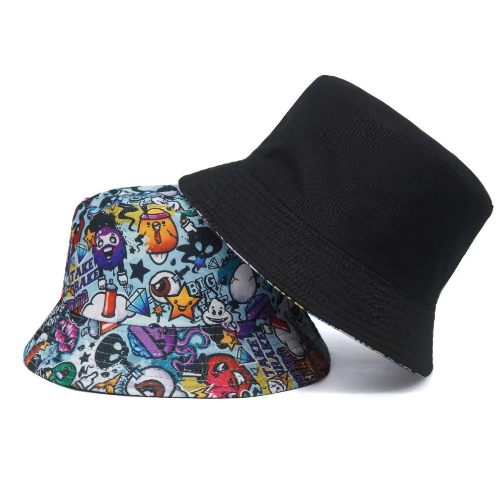 Fashion Cartoon Print Bucket Hat Men Women Summer Anti-Sun Panama Unisex Outdoor Sunscreen Fishing Fisherman Hats Female Hip Hop