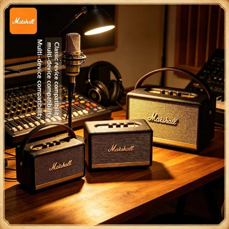 

Портативная уличная колонка Marshall 2026: беспроводная Bluetooth TWS стереосистема с громким звуком и четким микрофоном для смартфонов и планшетов