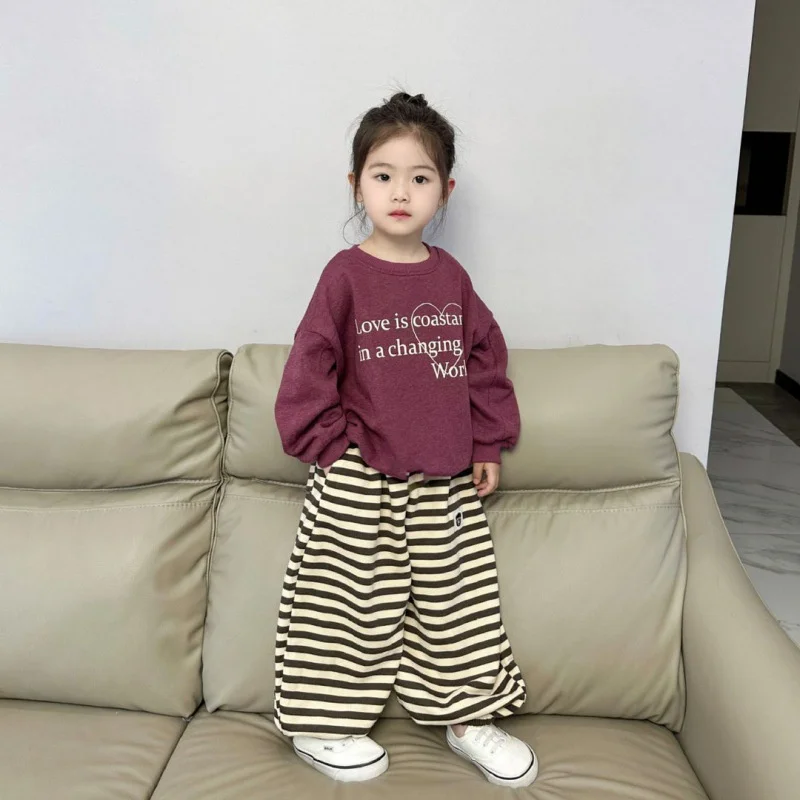 

Girls Sweatshirts +Pants Kids Suits 2PCS/Set Cotton 2024 Sweet Knitting Spring Autumn Cotton Formal Sport Teenagers Children Clo