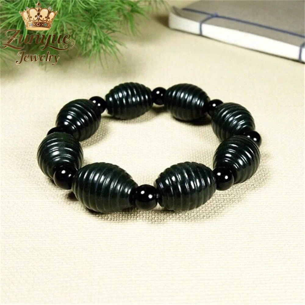 

Natural Hetian Green Jade Threaded Silkworm Pupa-Shaped Jade Bracelet Luxury Quality Jewelry Fashion Jewelry Charms Exquisite