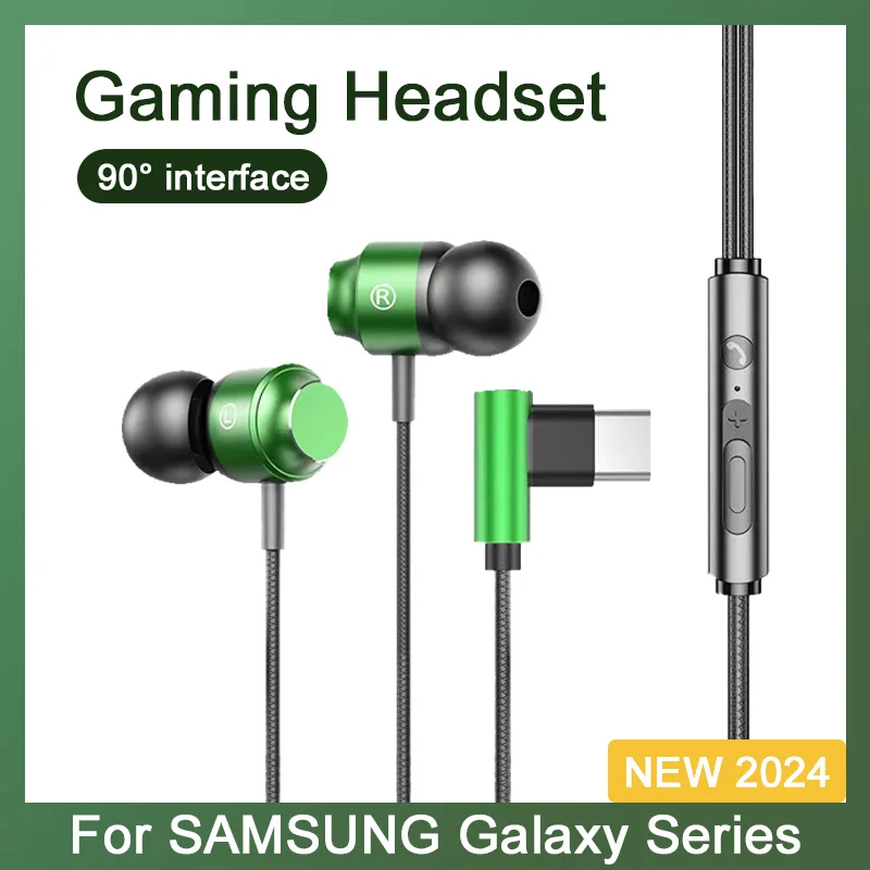 For Samsung Headphones HiFi Surround Sound In-ear USB Type C 3.5mm With wire control Wired Earplugs For Galaxy S24 S23 S22 Ultra