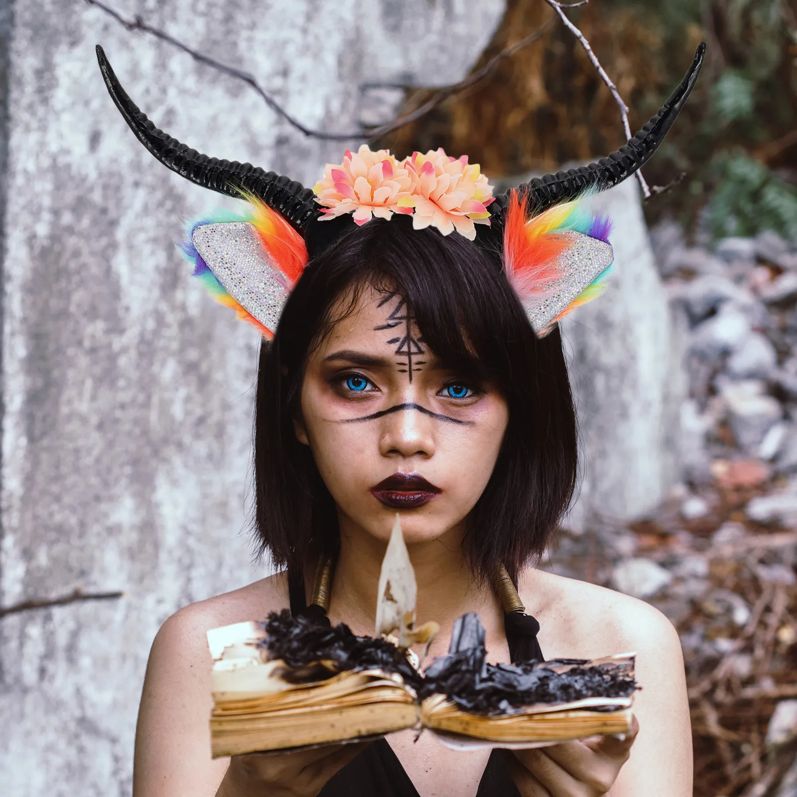 

Horn Headb Plastic Miss Halloween Party Accessory Black Cosplay Headdress Prop Lightweight Comfortable Wear Easy Stage