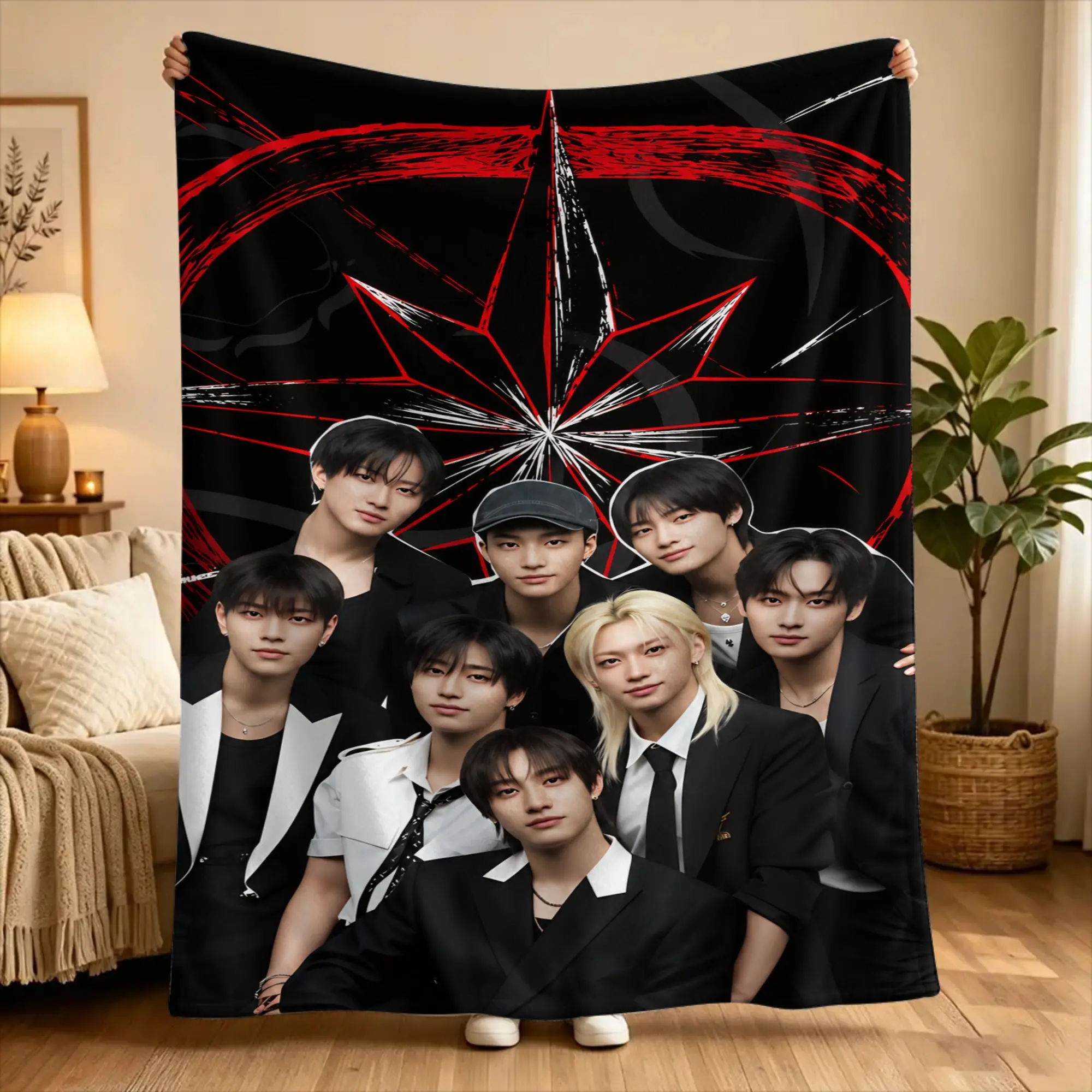 KPOP S-Strays Flannel Blanket For kids  Warm Soft Throw Blanket for Home Decor Picnic Fashion Bedspread Sofa Bed Cover