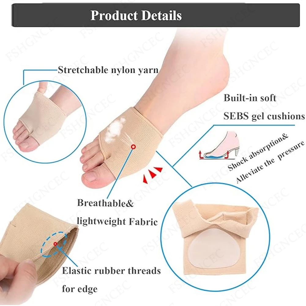 Toes Metatarsal Pads for Men Women Pain Relief Gel Insoles Ball of Foot Pads Silicone Forefoot Socks Prevent Calluses Blisters