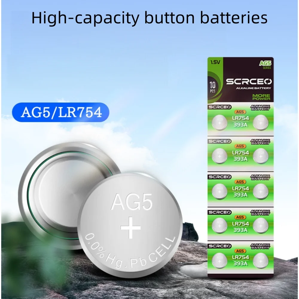 1.55V AG5 LR754 Button Batteries SR754 193 393 Round Cell Coin Alkaline Battery L754 SR754SW LR48 For Watch Toys Clock
