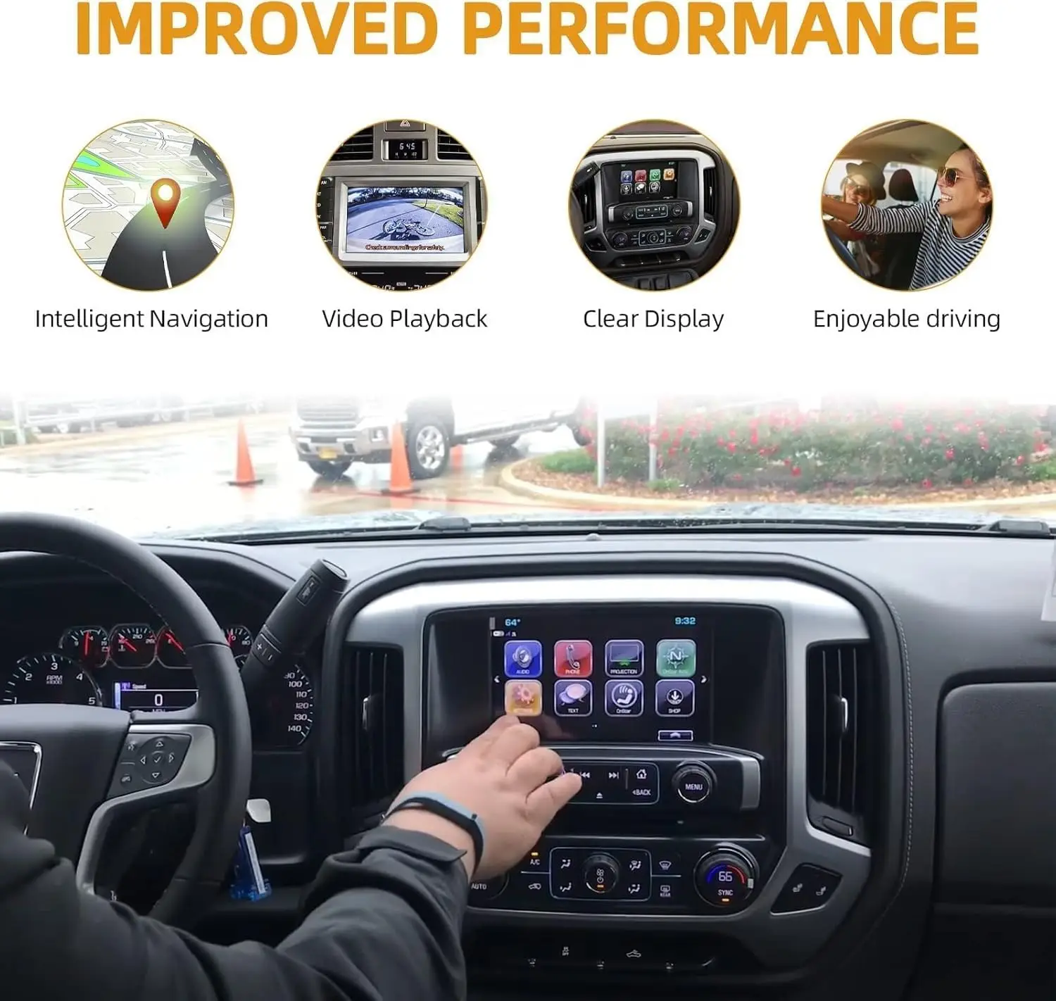 Ekran dotykowy 8' MyLink IntelliLink, OEM DJ080PA-01A, szkło antyrefleksyjne do ciężarówek/SUV-ów Chevy i GMC, łatwy montaż