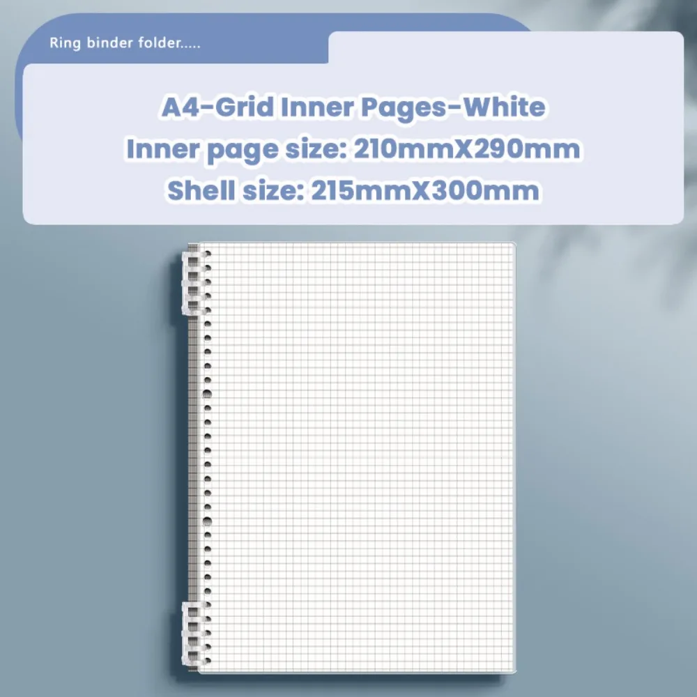 

A4/A5 Loose-leaf Notebook 60Sheets Detachable Notepad Horizontal/Grid Inner Pages Transparent Sketchbook Students Gift