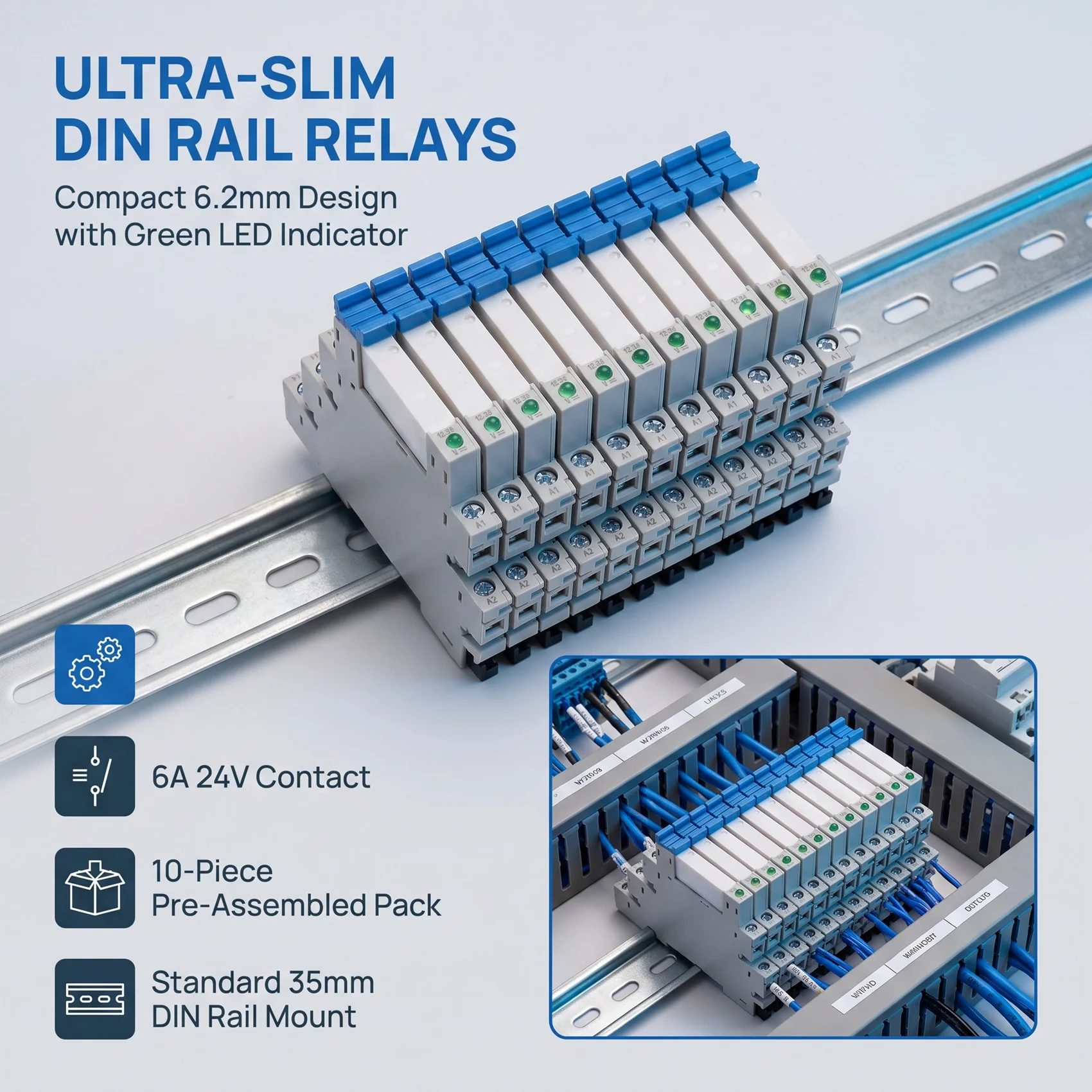 ABYN-DIN Rail Relay Module 41F Slim Relay 6A 24V 41F-24-ZS