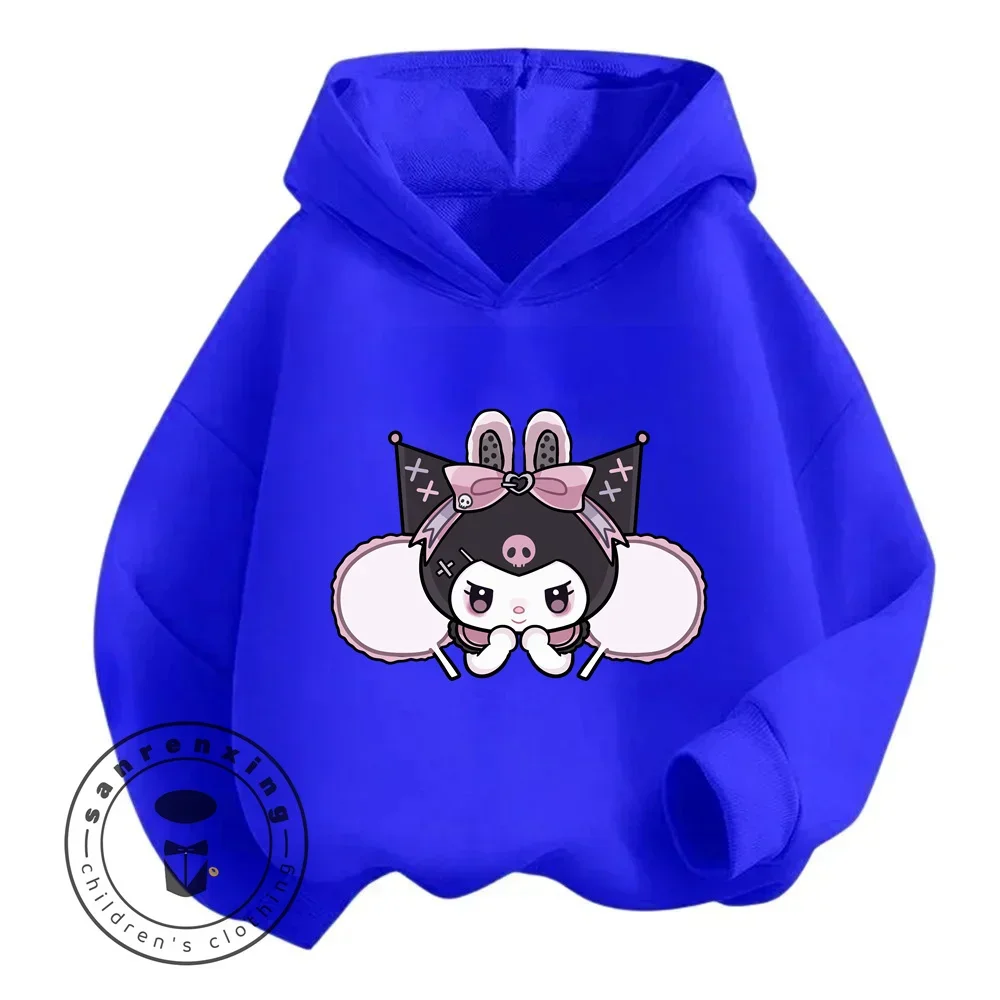 For Autumn and Winter Seasons Kuromi Animated Cartoon Character Print Design Lightweight Children's Long-sleeved Hoodie Suitable