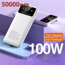 Mobile Power Bank PD Ultrafast Charging External Power Supply Ultrathin Portable Digital Display Phone Accessories 50000mAh 100W