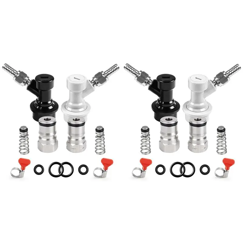 SEWS-4X Ball Lock Keg Post Quick Disconnect Set,Corny Keg Connectors,Homebrew Stainless Corny Keg Post 19/32-18 Female Thread