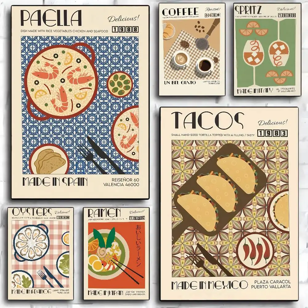 1PC Kitchen Cooking Paella Dim Sum Soy Sauce Classic Movie Posters HD Quality Poster Wall Art Painting Study Nordic Home Decor
