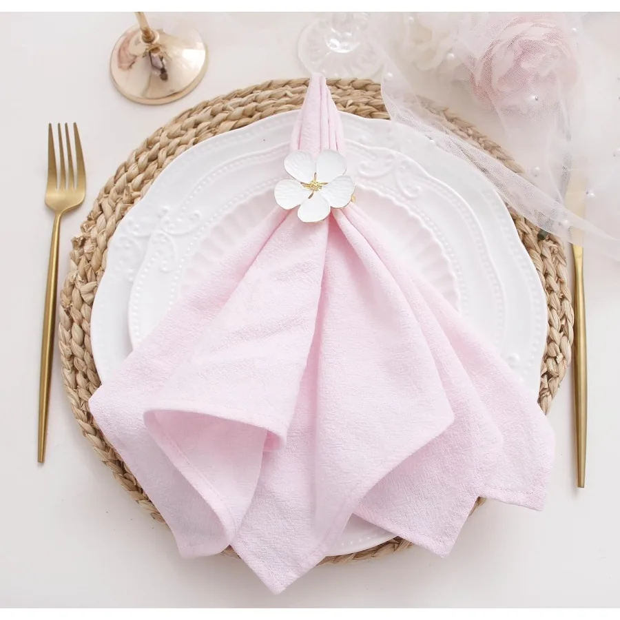 

Салфетки для ужина, объемные салфетки из 100% мягкого хлопка и льна, моющиеся салфетки с подогревом по краям для свадебных украшений, семейного мероприятия