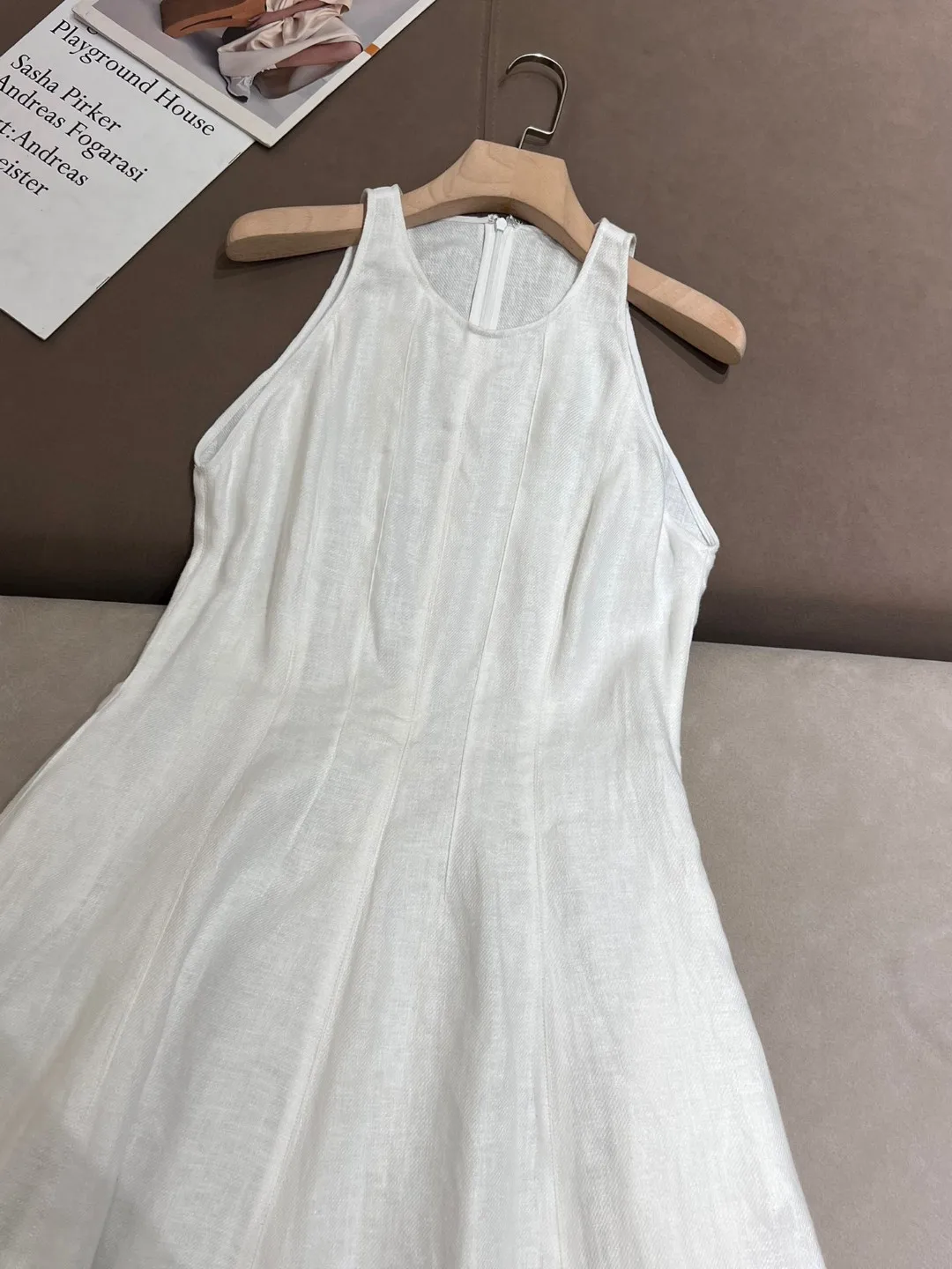 New Spring And Summer Linen Dress High Waist French Retro Medium And Long Temperament Women