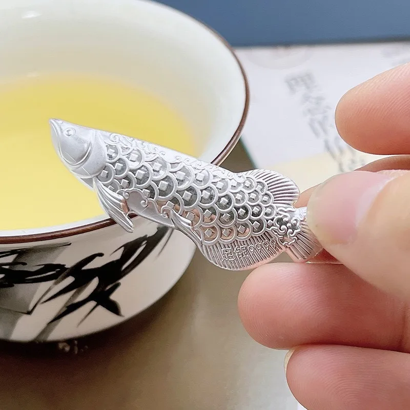 1/3pcs Silver Tea Brewing Tool, Tea Ceremony Accessories, Tea Pets, Goldfish Shaped, Softened Water Quality