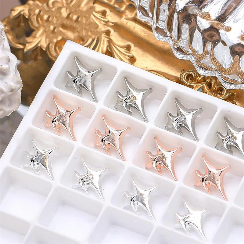 20PCS/Bag Light Luxury Four Pointed Star Super Flash Nail Art Accessories Exquisite Nail Art Unique Simple Nail Art Accessories