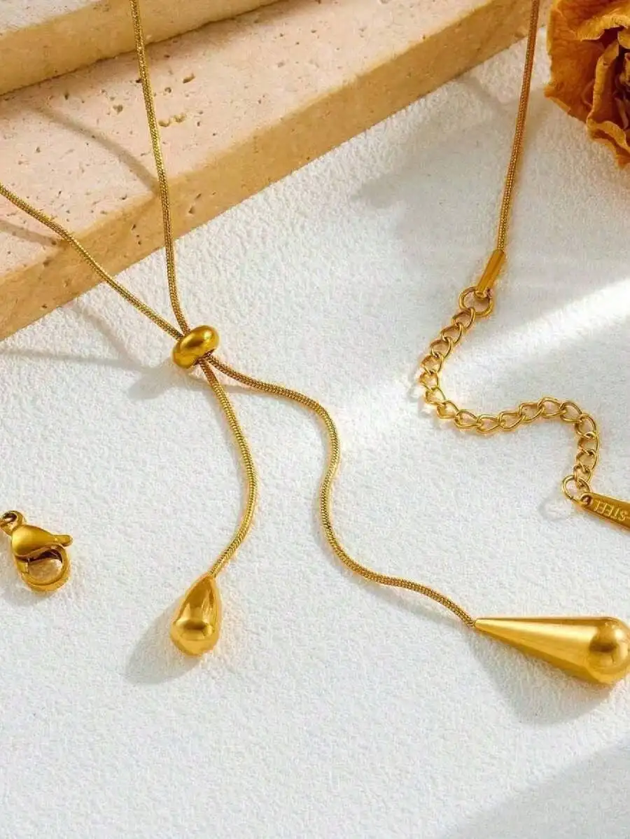 

Stainless Steel Minimalist Knot Drop Necklace for Women