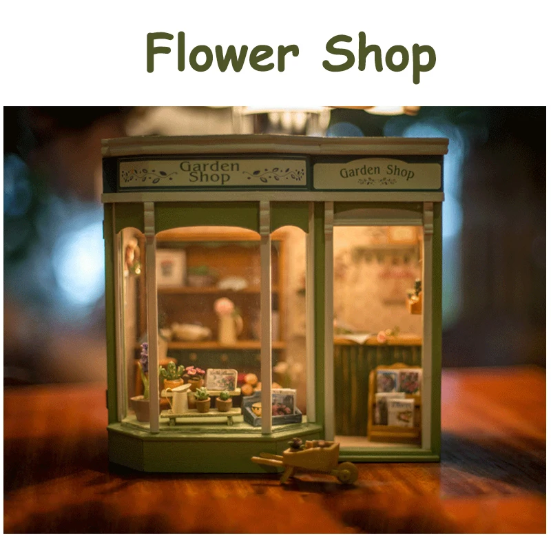 DIY Wooden Dollhouse Miniature With Furniture Kit Chocolate Coffee Shop Doll Houses Assemble Toys for Children Christmas Gift