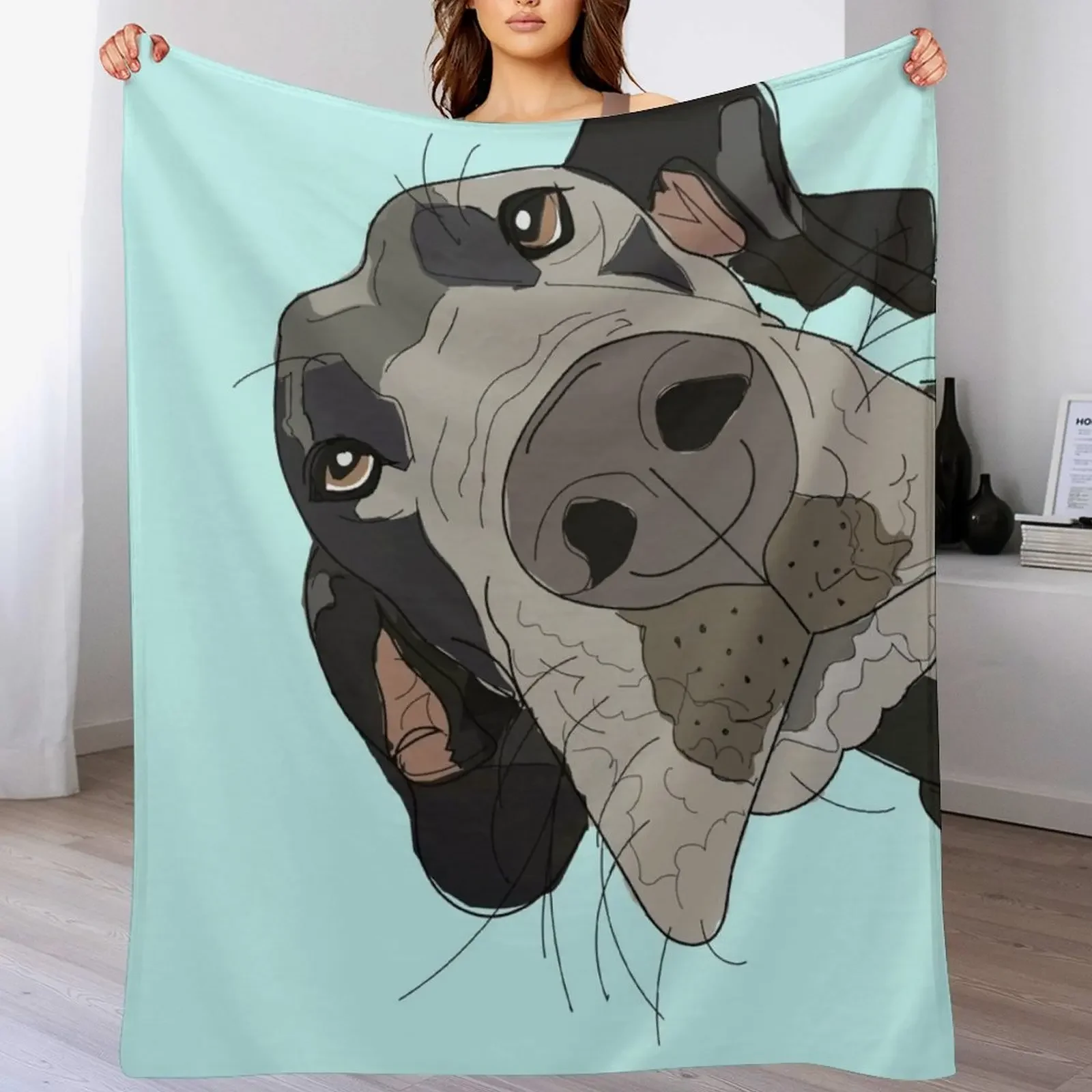 

Great Dane In Your Face (teal) Throw Blanket Stylish Decor Blanket Gift for Friends Roommate