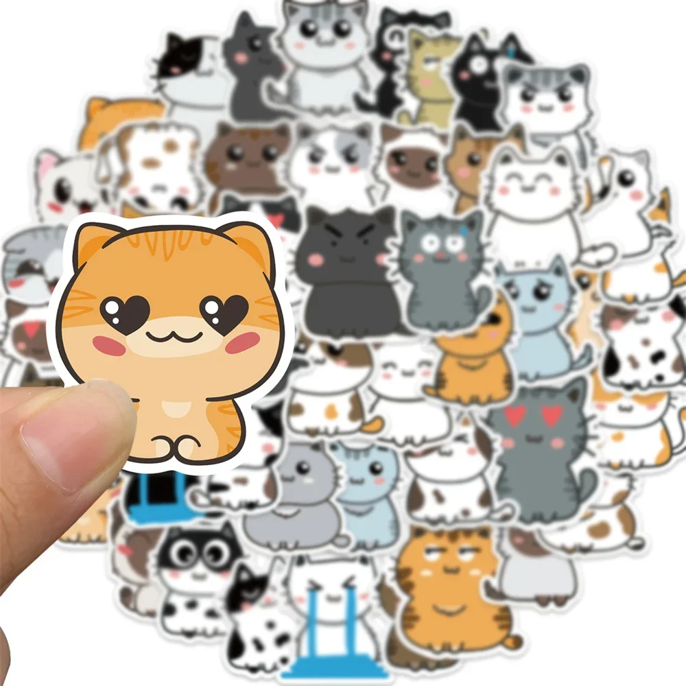 10/30/50PCS Cartoon Cute Cat Graffiti Sticker Collection iPad  Mug DIY Helmet Notebook  Waterproof  Sticker Decoration Wholesale