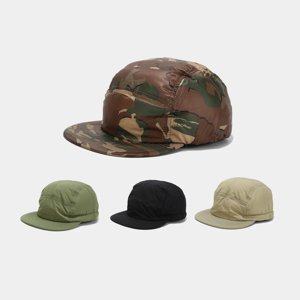 Japanese Retro Thickened Down Camouflage Flat-brimmed Baseball Cap for Women Men Autumn Winter Outdoor Warm Hip-hop Tooling Cap