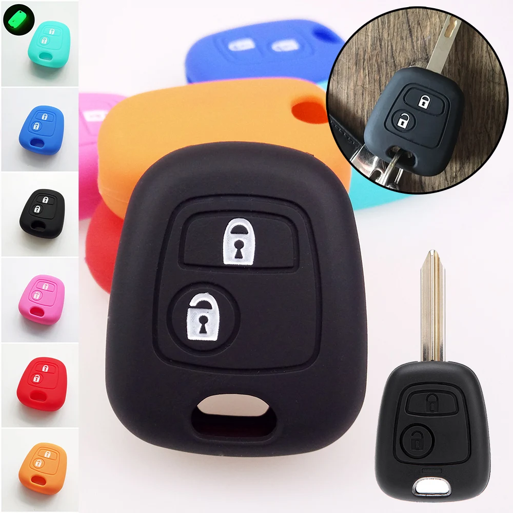 2 Button Silicone Key Cover For Citroen C1 C2 C3 C4 Xsara Picasso For Peugeot 106 107 206 207 307 Fortoyota Aygo Remote Case Fob