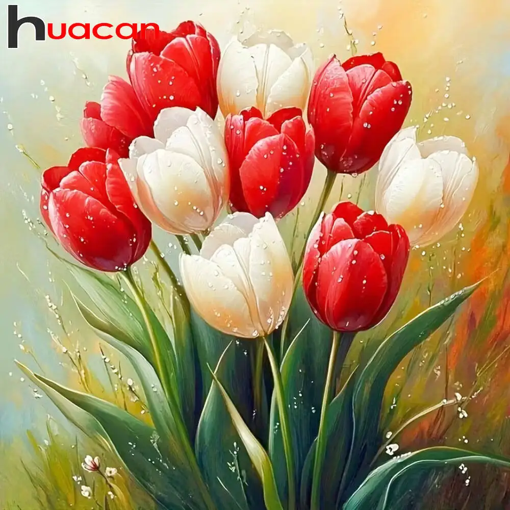 Huacan New Arrival Diamond Painting Tulip Flower Art 5D DIY 