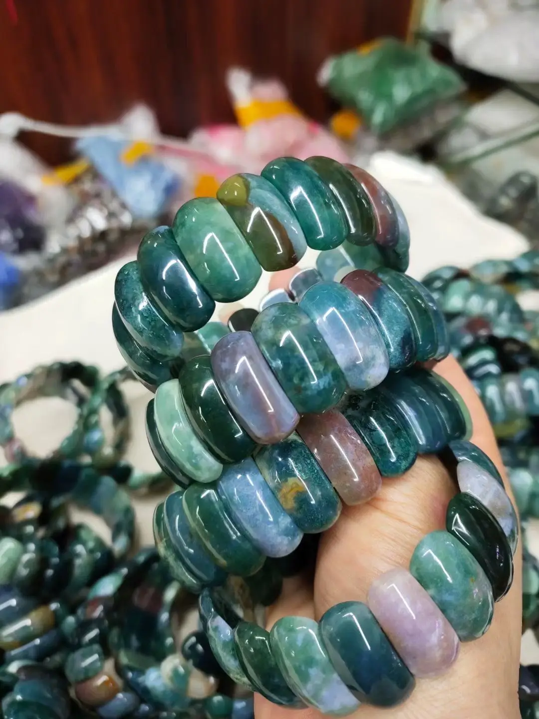 Natural Indian Agate Stone Beads Bracelet Natural Gemstone Jewelry Bangle for Woman for Gift Wholesale !