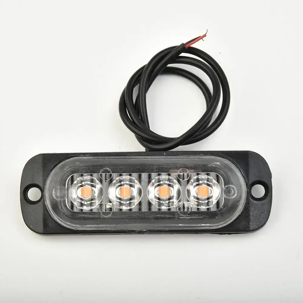 DC 12V-24V Amber 4LED Glare Work Light 800LM Driving Fog Off-Road SUV Car Boat Light (Always On) 333mA Car Urgent Light