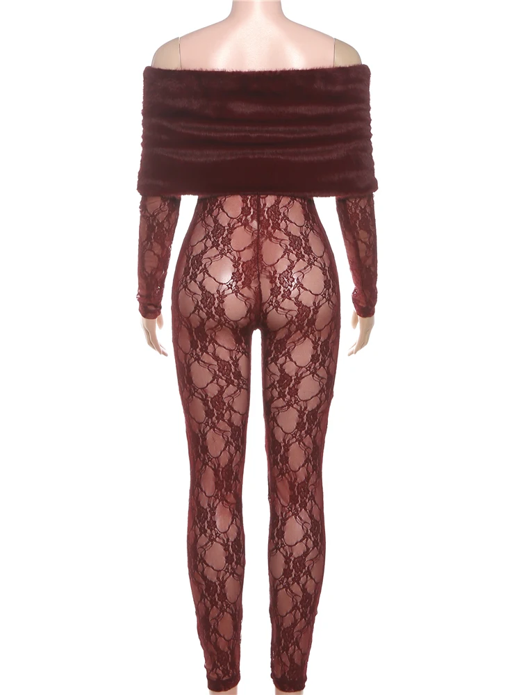 Nibber المرقعة فو الفراء طوق حللا النساء انظر من خلال نحيل مثير منتصف الليل Coquett أزياء الشارع البرية الكلاسيكية الزي