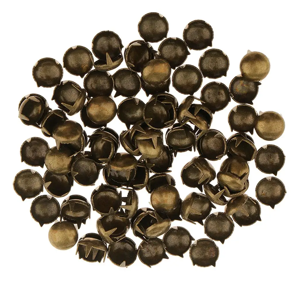 Cobre Cone Redondo Rivet Spike Studs, DIY Hat Bag e Jeans Decor, 8mm, 100Pcs
