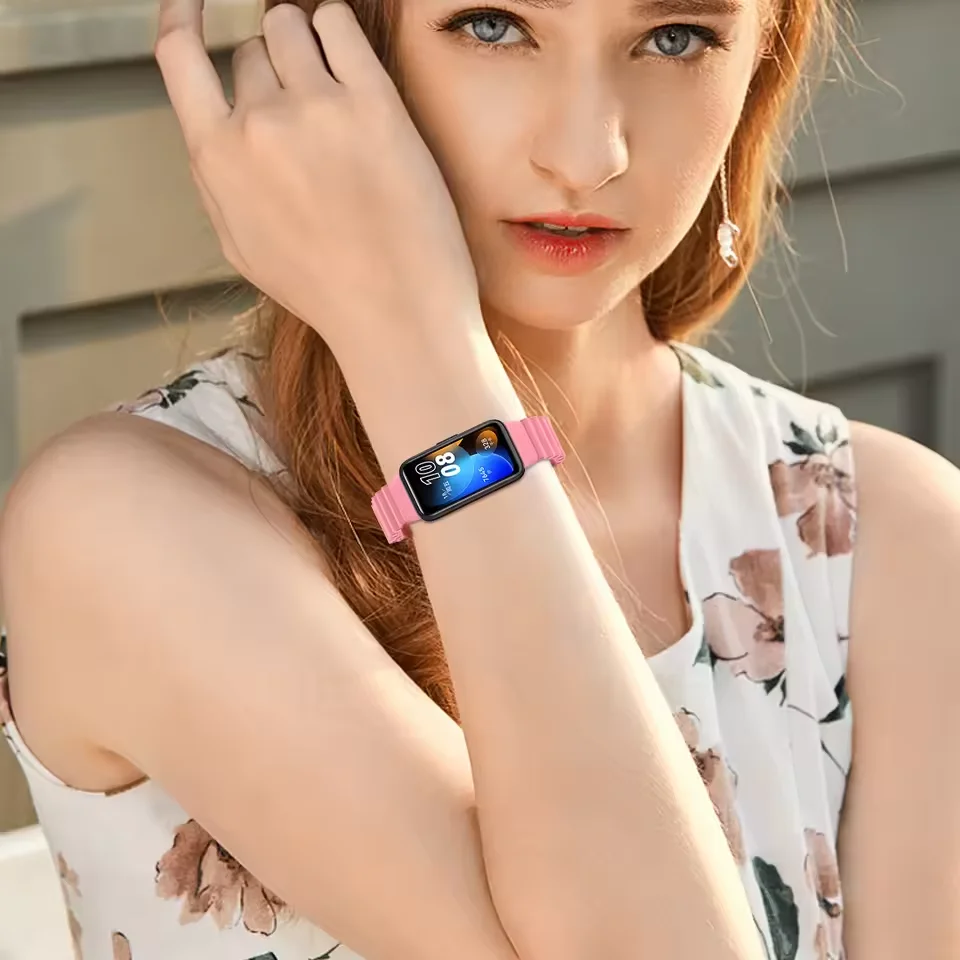 Correa de silicona suave para Huawei Band 10 9, pulsera ajustable cómoda y transpirable con doble hebilla para Huawei Band 8, reemplazable