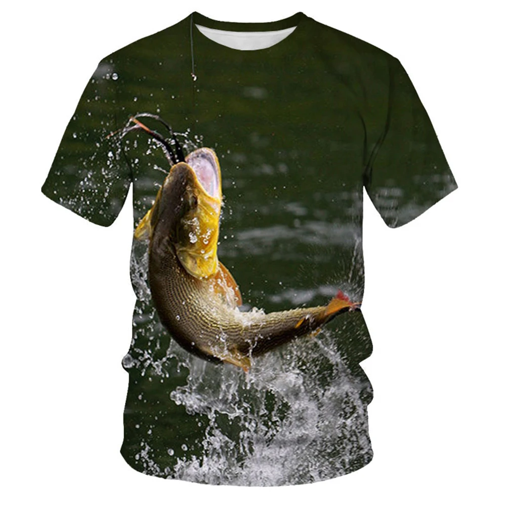 Men Vintage Fishing T Shirt 3d Print Casual Short Sleeve Loose Loose Tshirt For Men Sweatshirt Men\'s Top Clothing Outdoor Sports