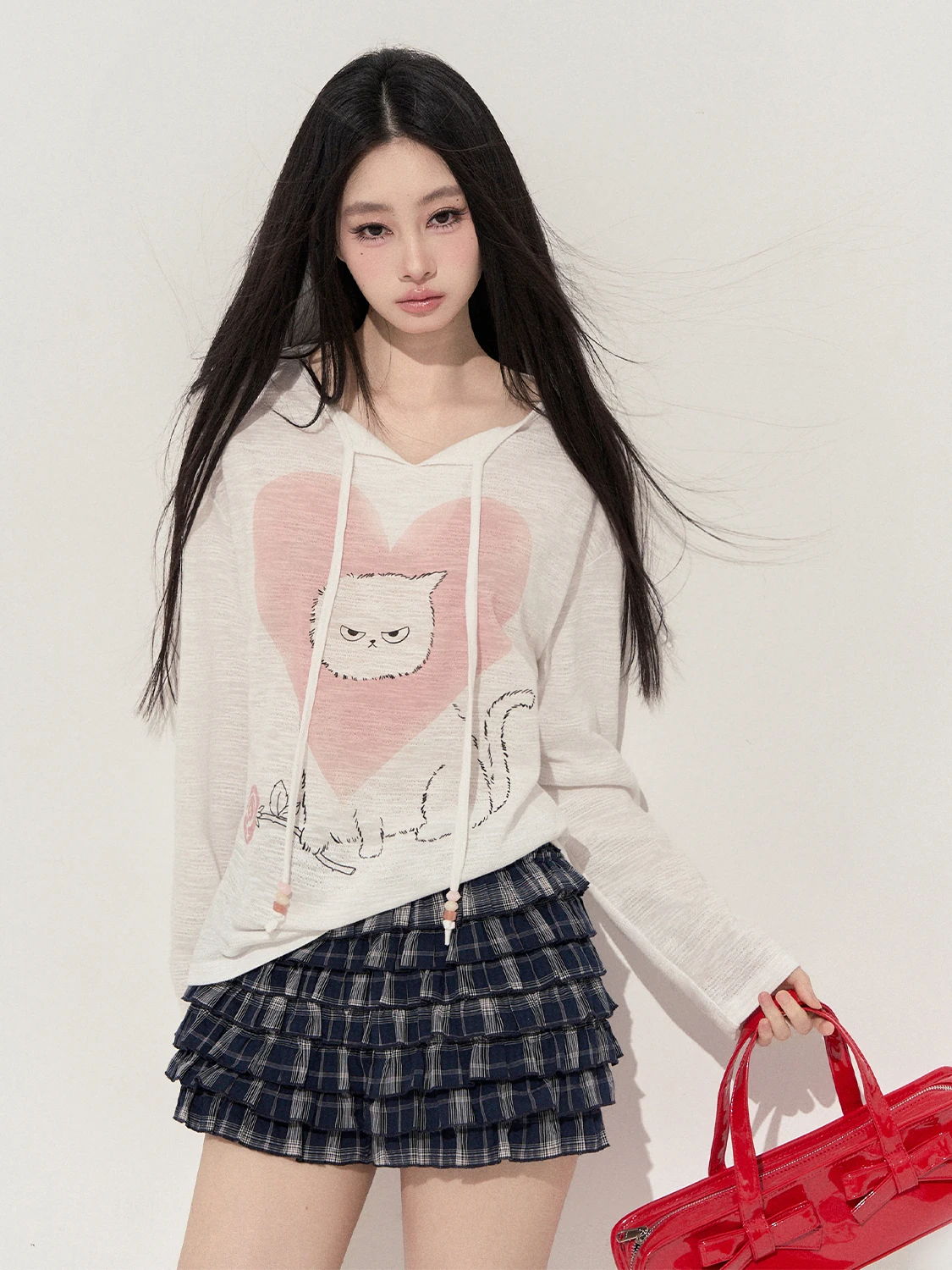 

Женская повседневная свободная футболка с длинным рукавом и забавным мультяшным принтом Punch Love Your Original Spring New Fun Cute Cartoon Print