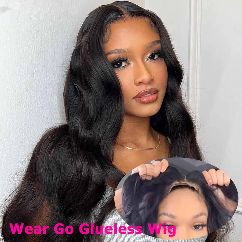 Perruque Lace Closure Wig sans colle naturelle, cheveux humains, 4x4, pre-plucked, Body Wave, pre-plucked, pour femmes