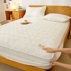 Dreamreal-Juste de matelas matelassurera en coton optique, 2 motifs, anti-acariens favorables, protège-matelas, surmatelas, drap-housse doux