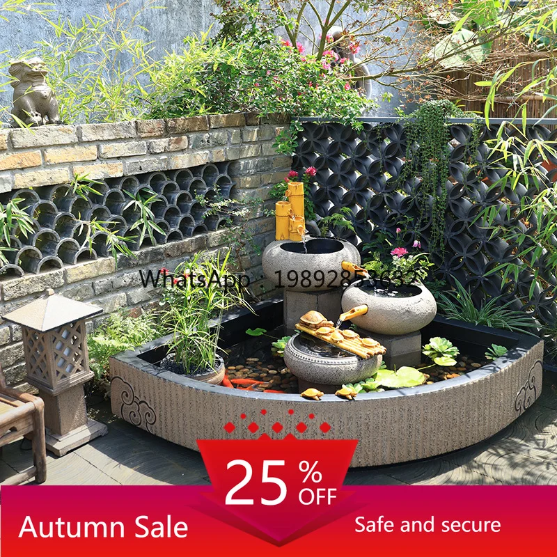 

YFY Courtyard Water Flow Ornament Garden Feature Outdoor Circulating Water Fish Pond Water System