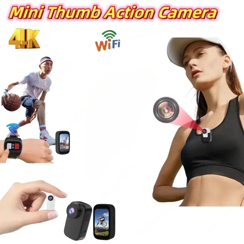 Mini Action Camera WIFI 4K HD Portable Back Clip Anti-shake Thumb Pocket Cam Video Body Video Recorder Sports Camcorders Magnet