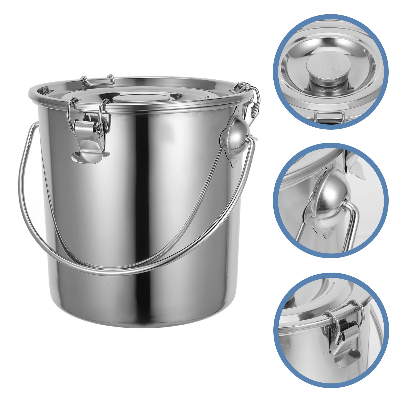 

Sealed Bucket Food Containers with Lids Portable Storage Home Oil Milk Grease Sealing Stainless Steel Rice Kitchen Jar