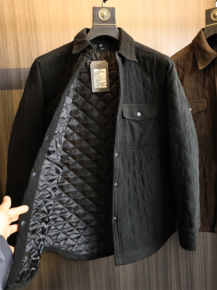 

High Quali Fce Men's Cotton Jaet Stand Collar Stitched Sandwich Warm Faionable Autumn Winter Stand Fit Casual Sle