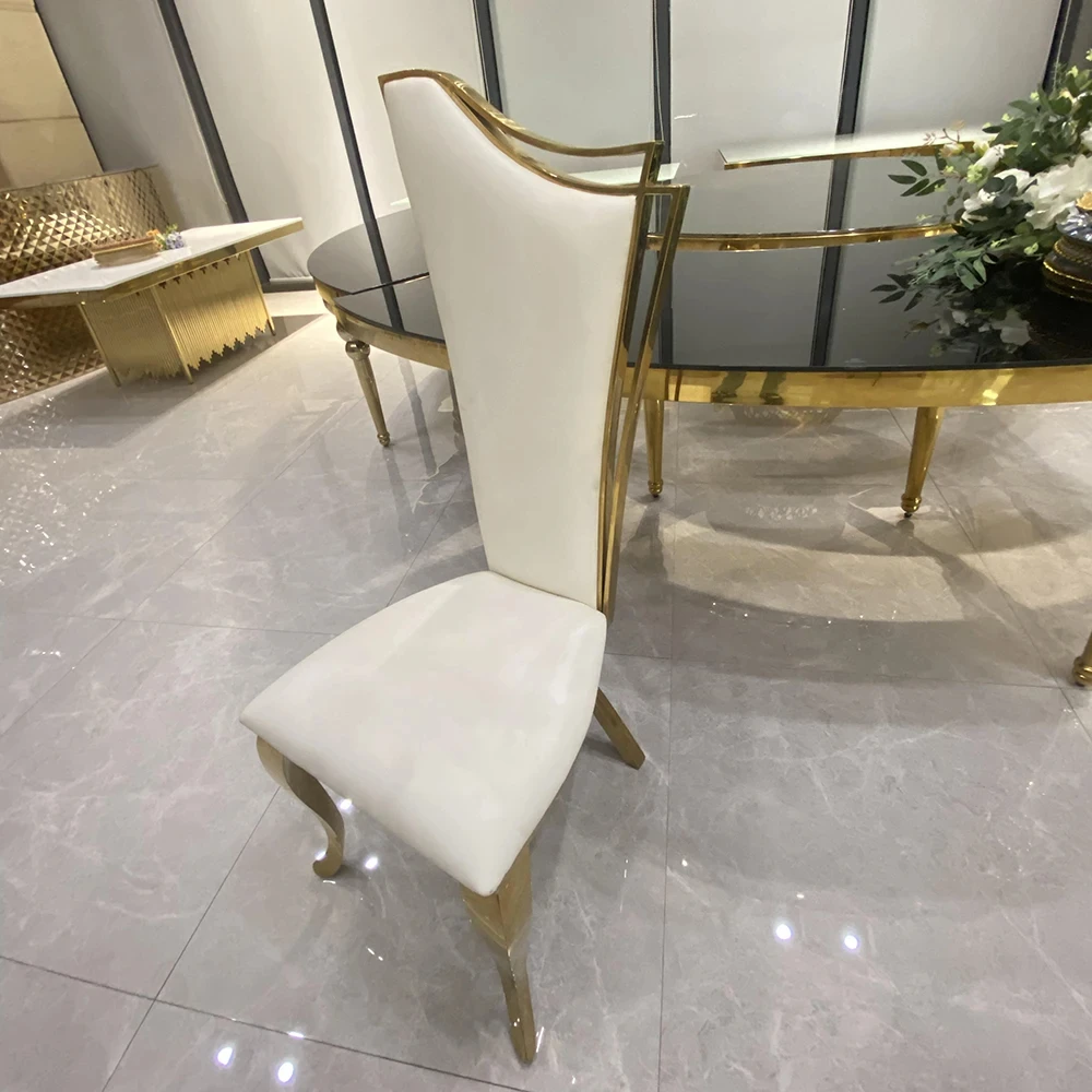 Modern Gold Stainless Steel Banquet ChairModern Luxury Dining ChairRound Back Stackable Wedding Event Chair