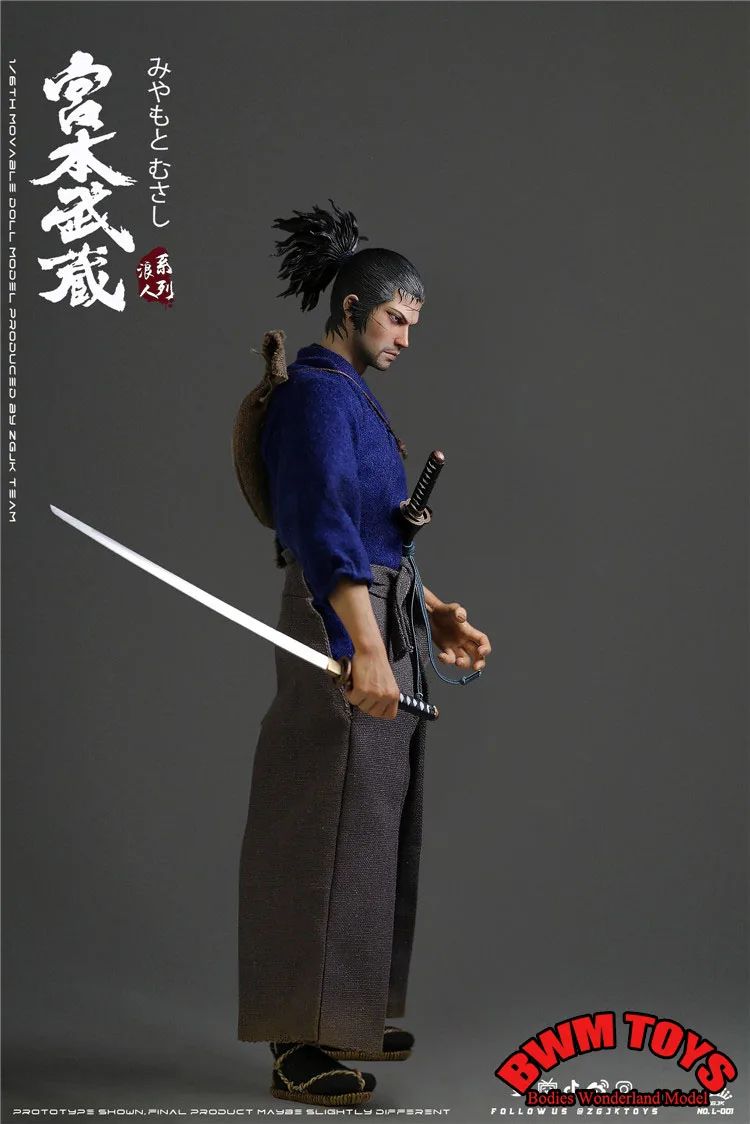 In Stock Original ZGJKTOYS 1/6 L-001 Japanese Samurai Miyamoto Musashi Action Figure with Replace Arm Model Toys for Fans Gifts