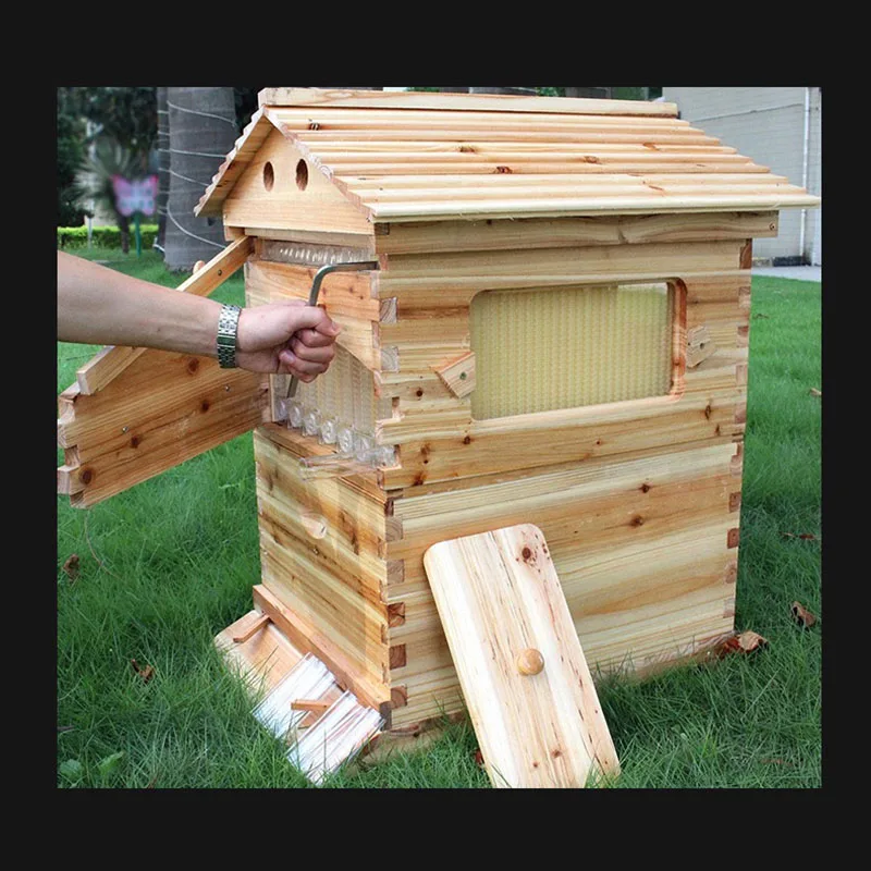 NEW 2024 Hot Selling Wooden Beehive Honey Automatic Self-Flowing Farm Beehive Artesian Honey Box Set