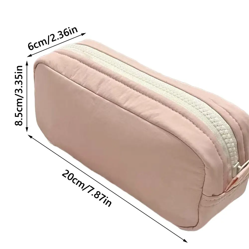 Simplicity Solid Color Pen Bag Zipper Design Large Capacity Pencil Case Portable Stationery Bag Back To School