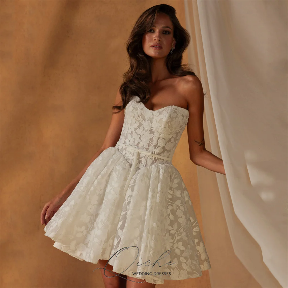 QICHE-vestido De Novia corto De encaje moderno, corte en A, escote en forma De corazón, tirantes finos, espalda abierta, vestido De fiesta, Vestidos De Novia personalizados, 2026