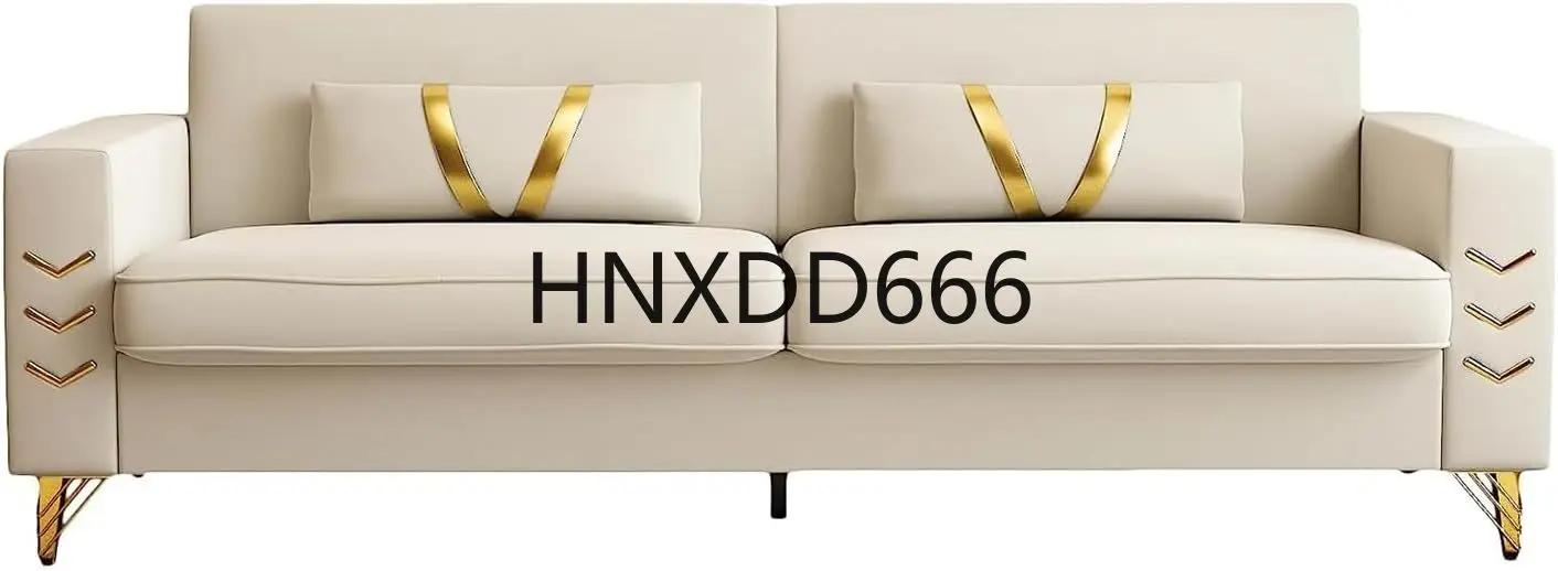 

Modern Velvet Sofa Couch for Living Room, 86 Inches Long Upholstered Sofa Chesterfield Sofa with 2 Pillows and Metal Legs