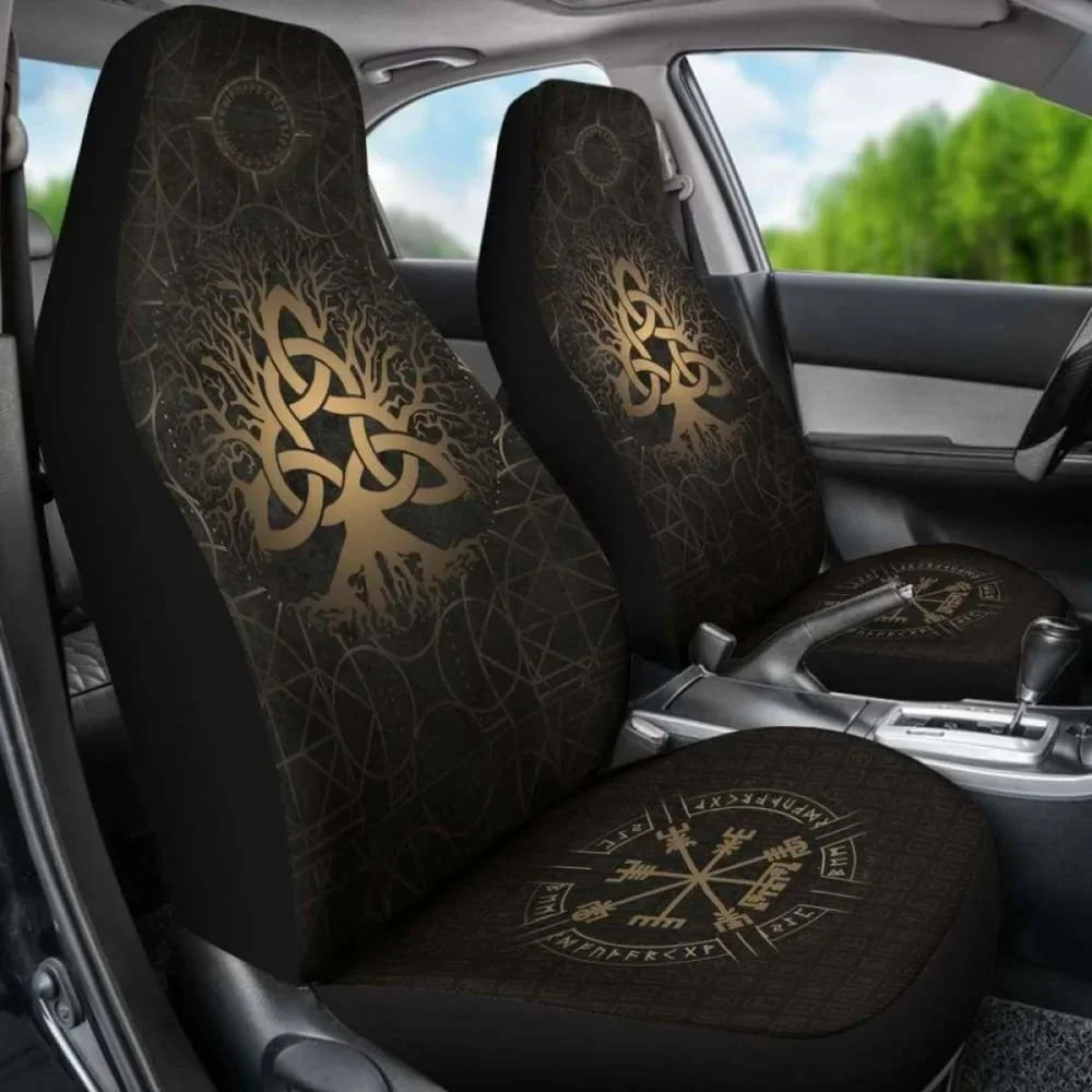 Viking Tree Of Life Vegvisir Car Seat Covers,Pack of 2 Universal Front Seat Protective Cover